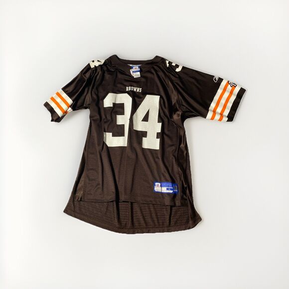 Cleveland Browns Jersey Mens Extra Large Brown Droughns #34 Reebok NFL Vntg - Picture 2 of 12
